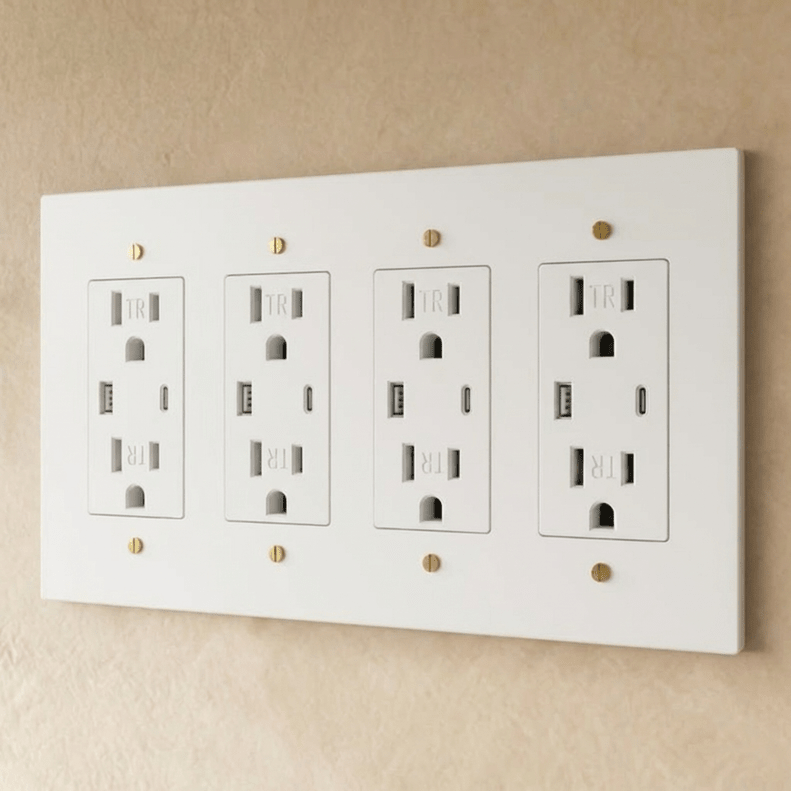 Solid Brass Wall Outlet USB-C GFCI – 7 Finishes | Qonforta