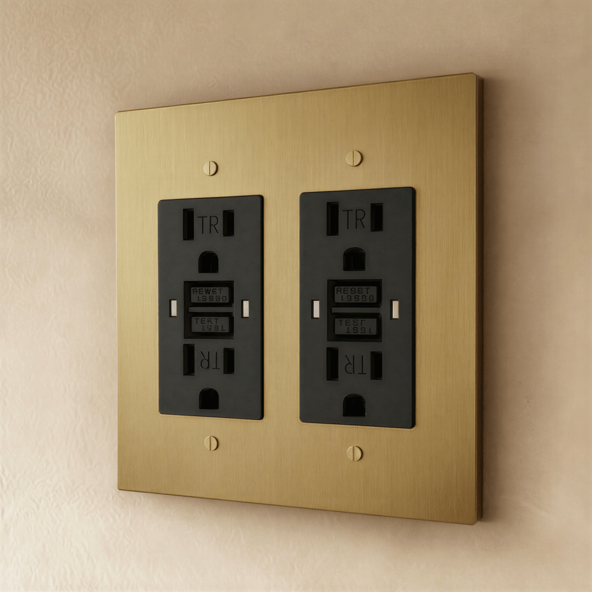 Solid Brass Wall Outlet USB-C GFCI – 7 Finishes | Qonforta