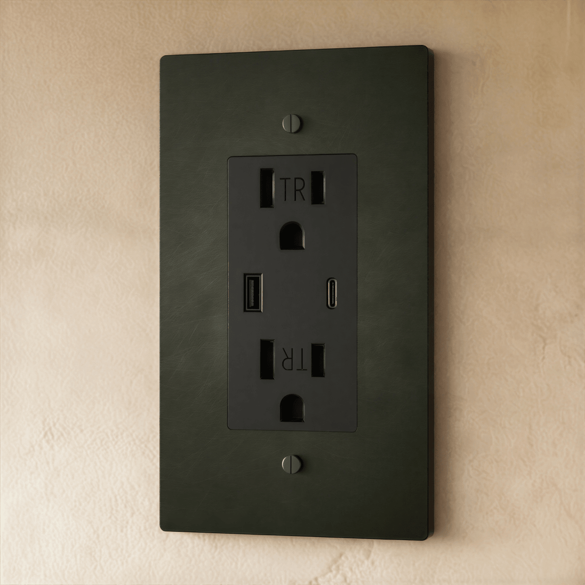 Solid Brass Wall Outlet USB-C GFCI – 7 Finishes | Qonforta