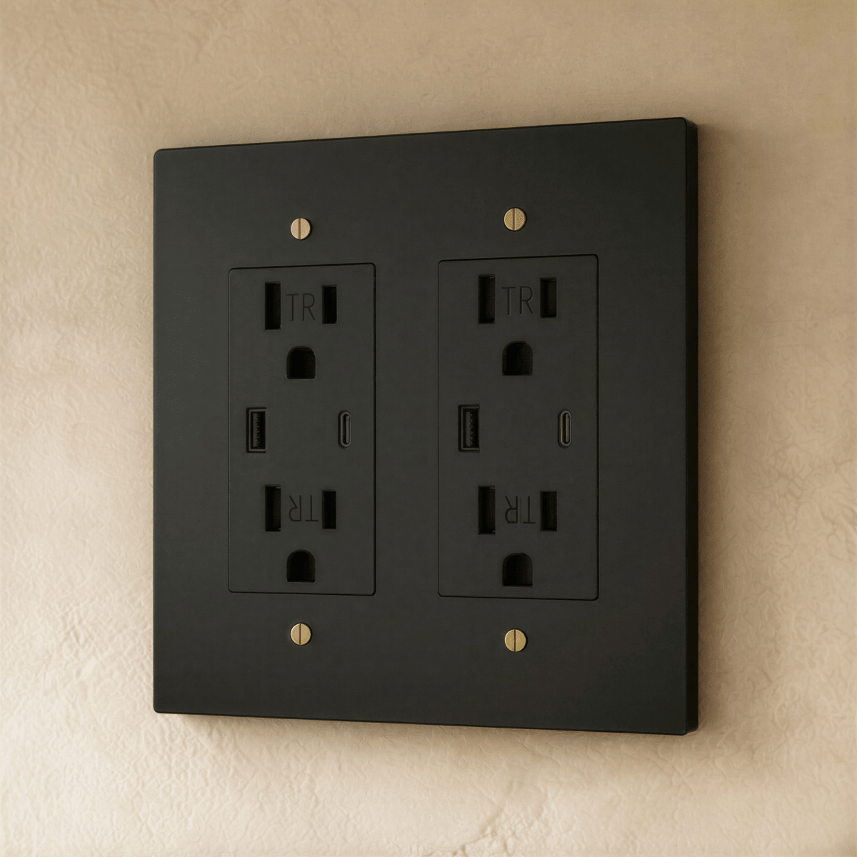 Solid Brass Wall Outlet USB-C GFCI – 7 Finishes | Qonforta