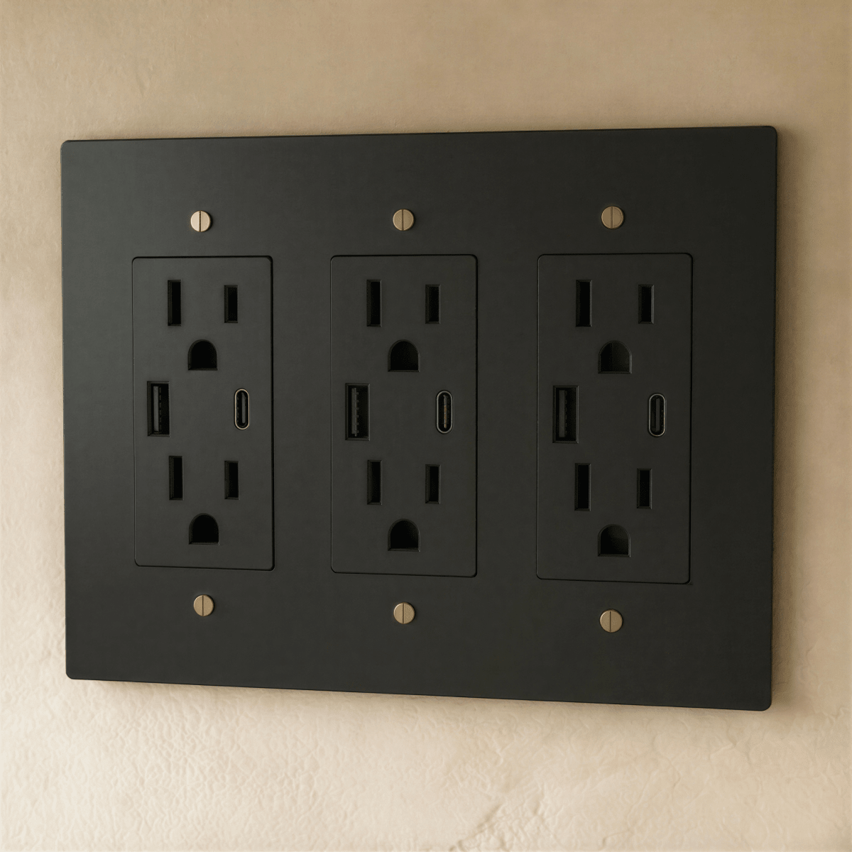 Solid Brass Wall Outlet USB-C GFCI – 7 Finishes | Qonforta