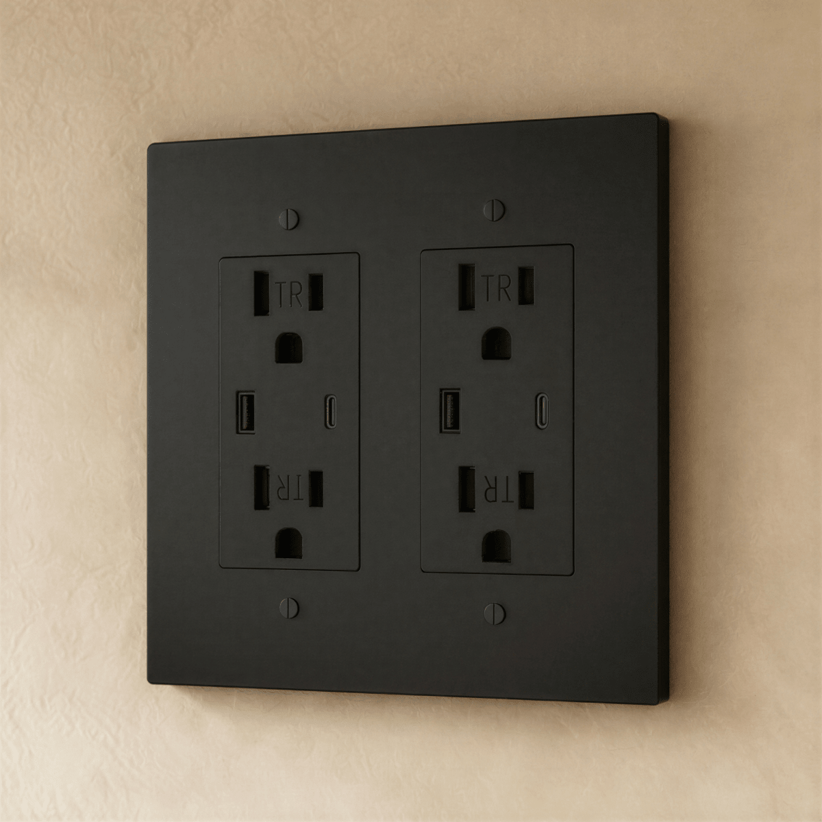 Solid Brass Wall Outlet USB-C GFCI – 7 Finishes | Qonforta