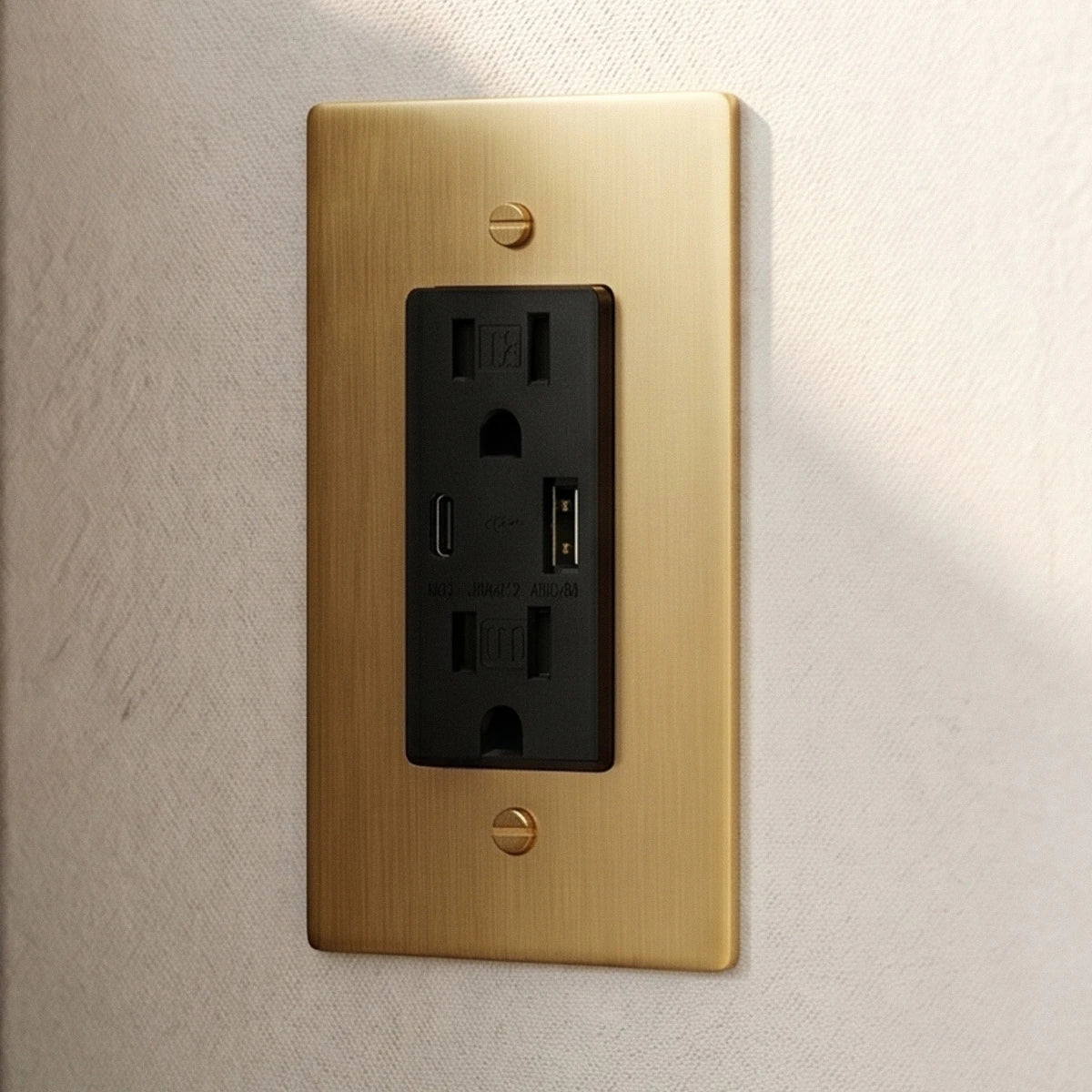 Solid Brass Wall Outlet USB-C GFCI – 7 Finishes | Qonforta