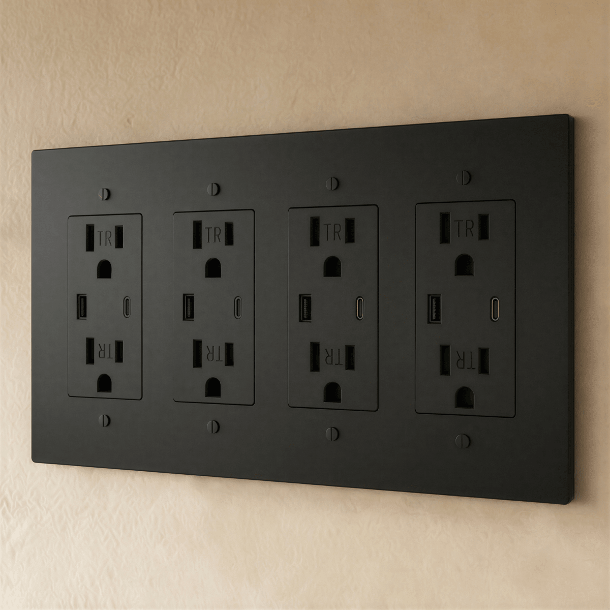 Solid Brass Wall Outlet USB-C GFCI – 7 Finishes | Qonforta