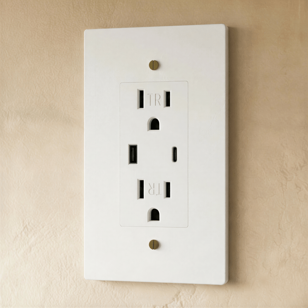Solid Brass Wall Outlet USB-C GFCI – 7 Finishes | Qonforta