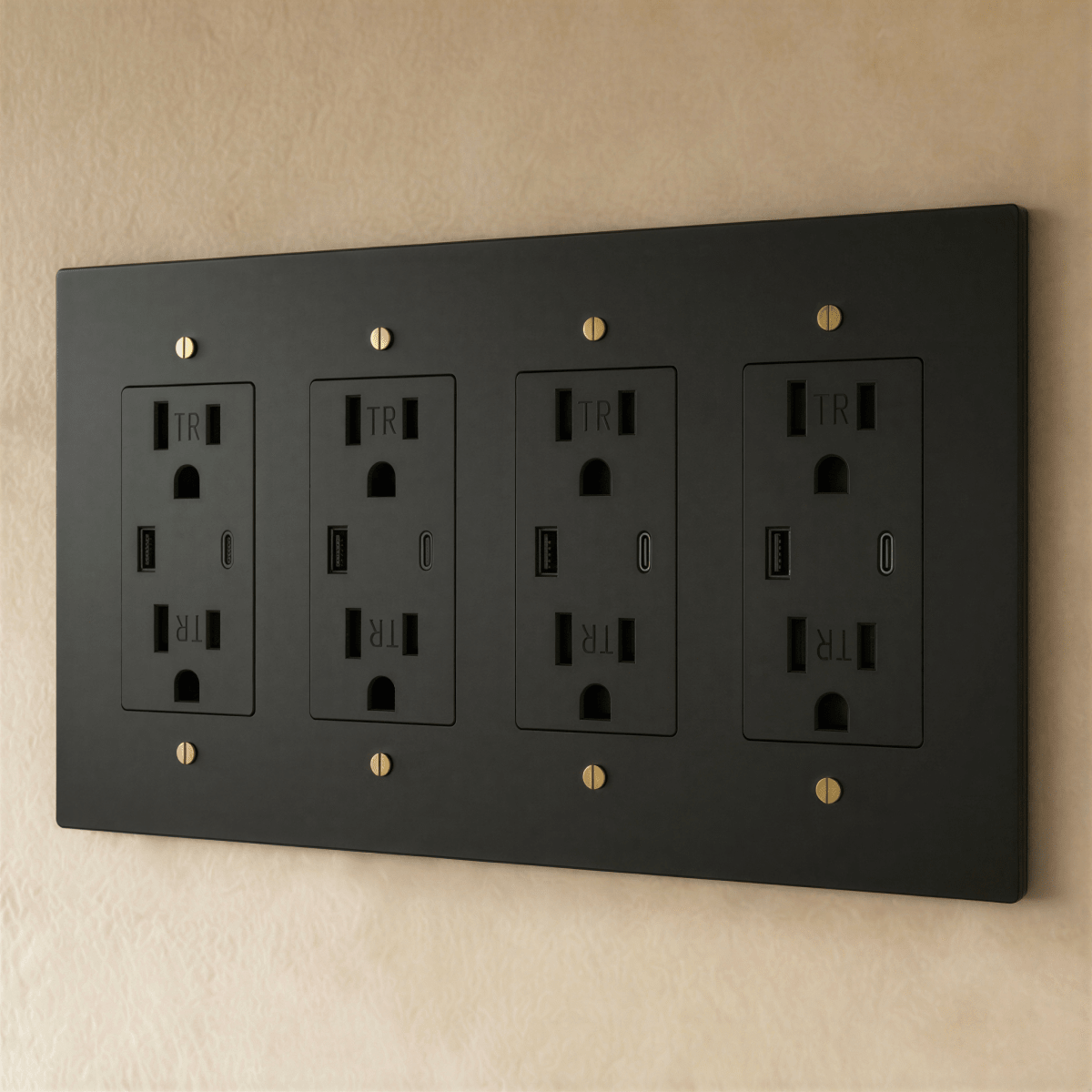 Solid Brass Wall Outlet USB-C GFCI – 7 Finishes | Qonforta