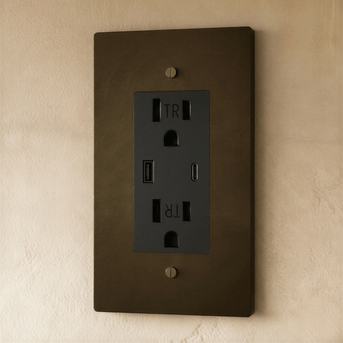 Solid Brass Wall Outlet USB-C GFCI – 7 Finishes | Qonforta