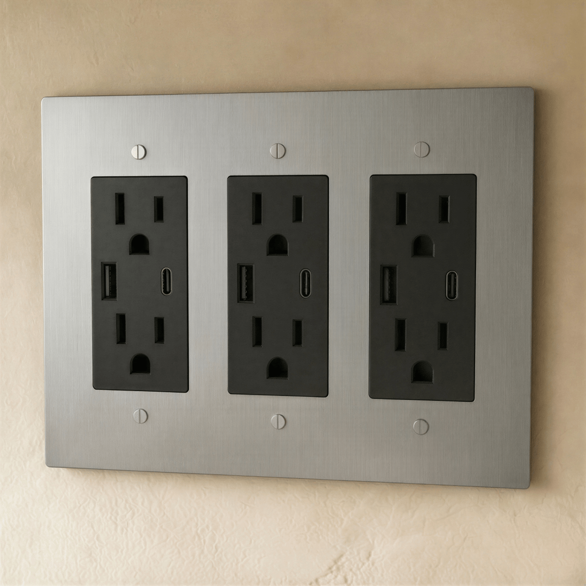 Solid Brass Wall Outlet USB-C GFCI – 7 Finishes | Qonforta