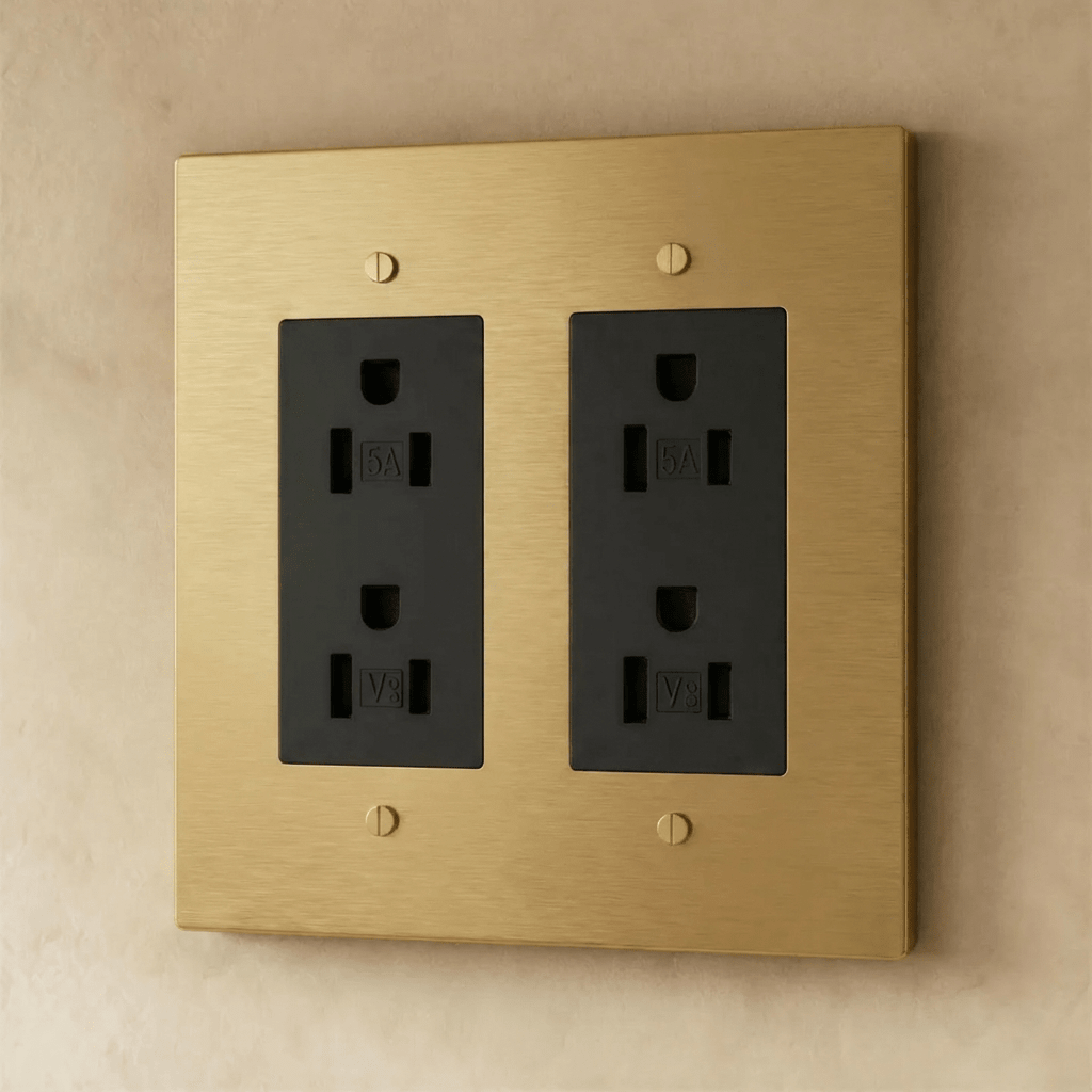 Solid Brass Wall Outlet USB-C GFCI – 7 Finishes | Qonforta