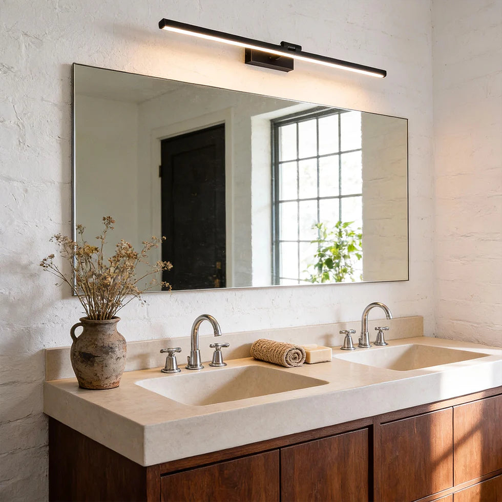 Lumara Rotatable LED Vanity Light Bar | Black & Copper | Qonforta