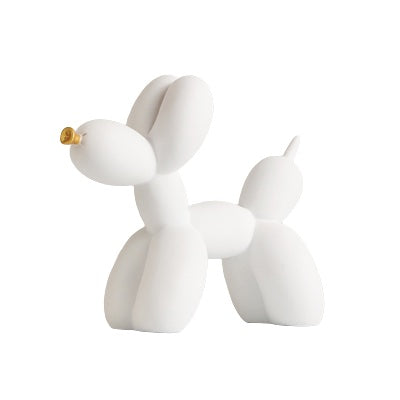 White matte balloon dog sculpture on a white background