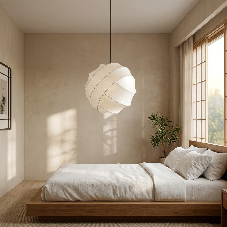 Fabric Ball Pendant Light Organic Globe – 4 Sizes | Qonforta