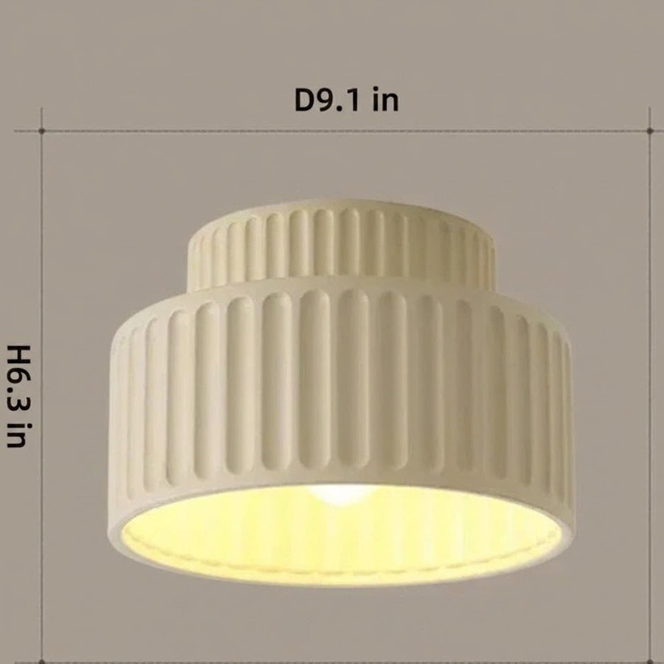 Nordic Ribbed Resin Flush Mount Ceiling Light | Green, Beige & White | Qonforta