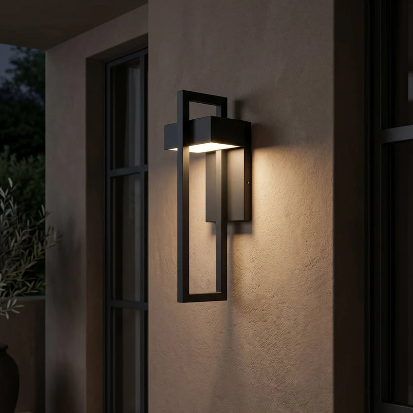 Modern Black Outdoor Wall Sconce | 2 Sizes & Light Modes | Qonforta