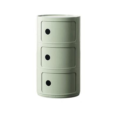 Matcha green three tier round storage unit on a white background