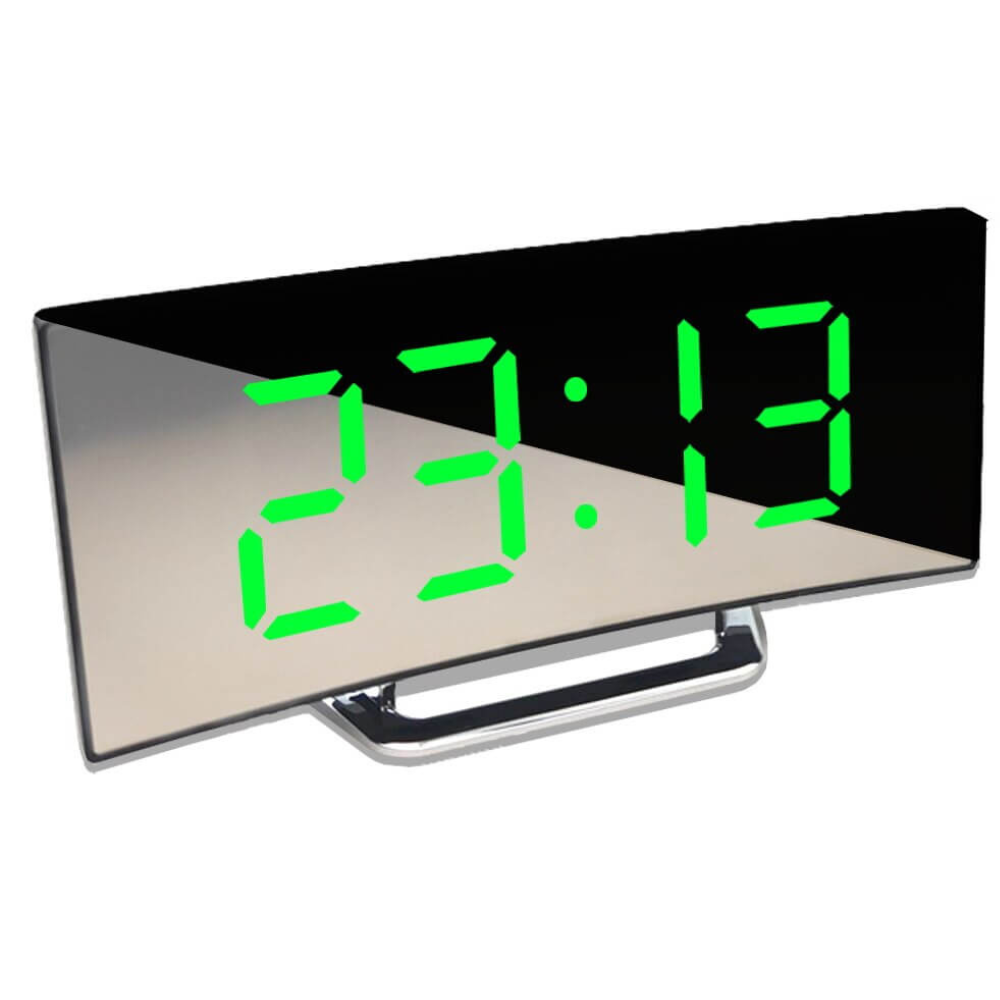 Curved LED Digital Alarm Clock | Adjustable Dimming | Qonforta