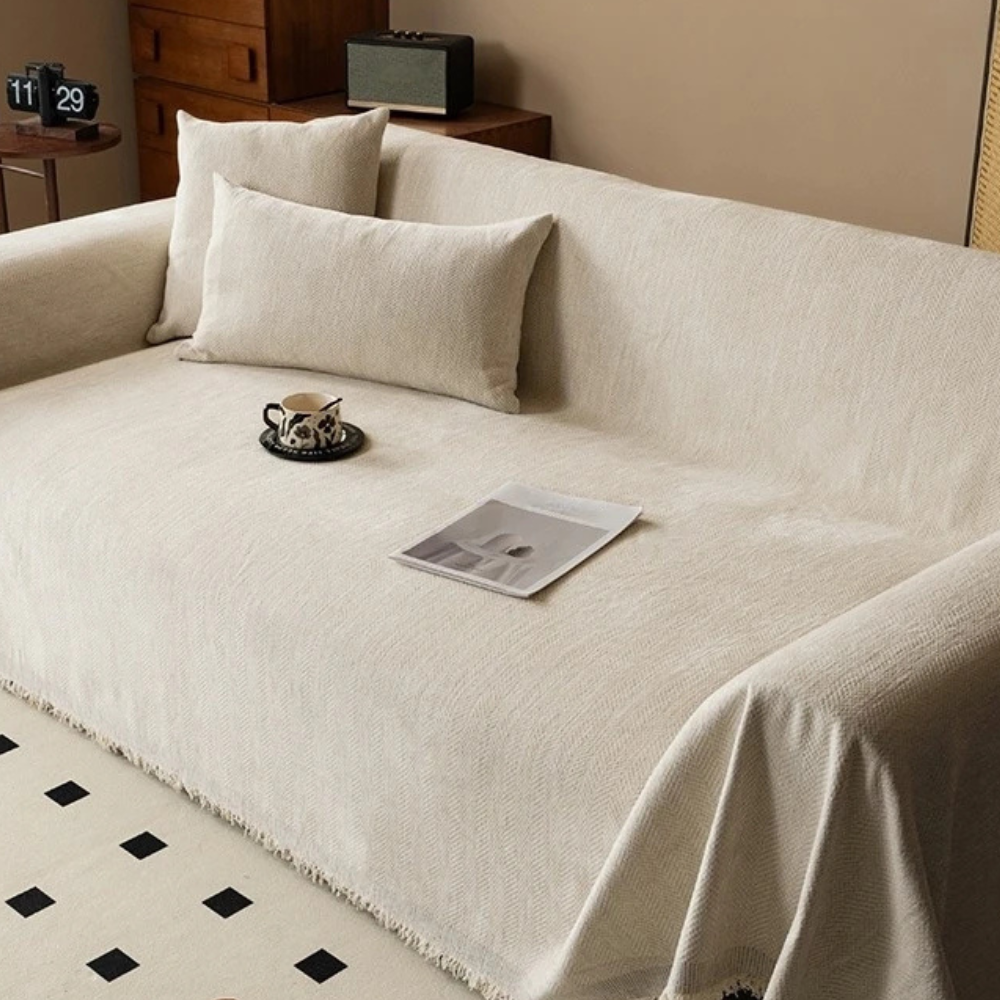 Chenille Couch Cover, Pet-Friendly Water-Resistant | Modern Minimalist | Qonforta