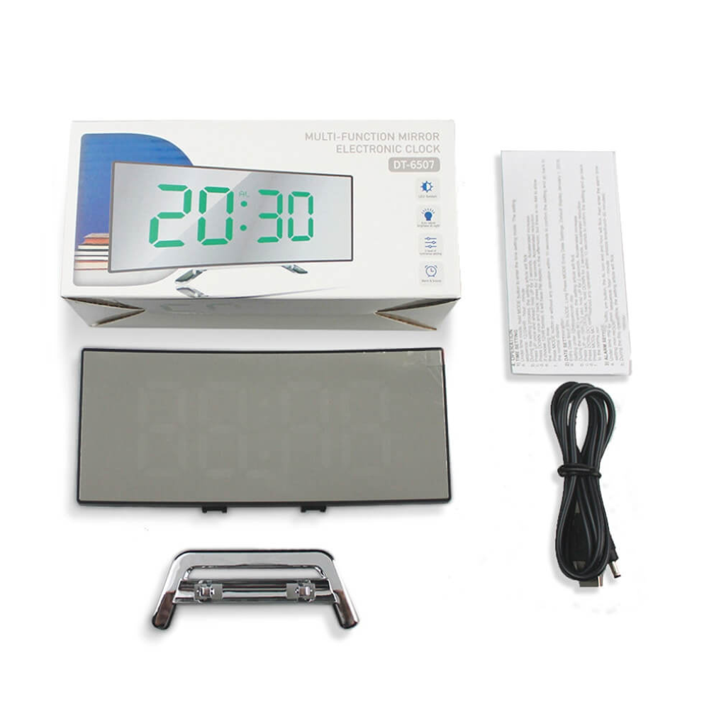 Curved LED Digital Alarm Clock | Adjustable Dimming | Qonforta
