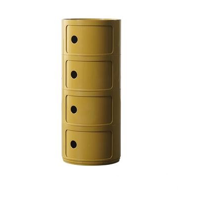 Turmeric four tier round storage unit on a white background