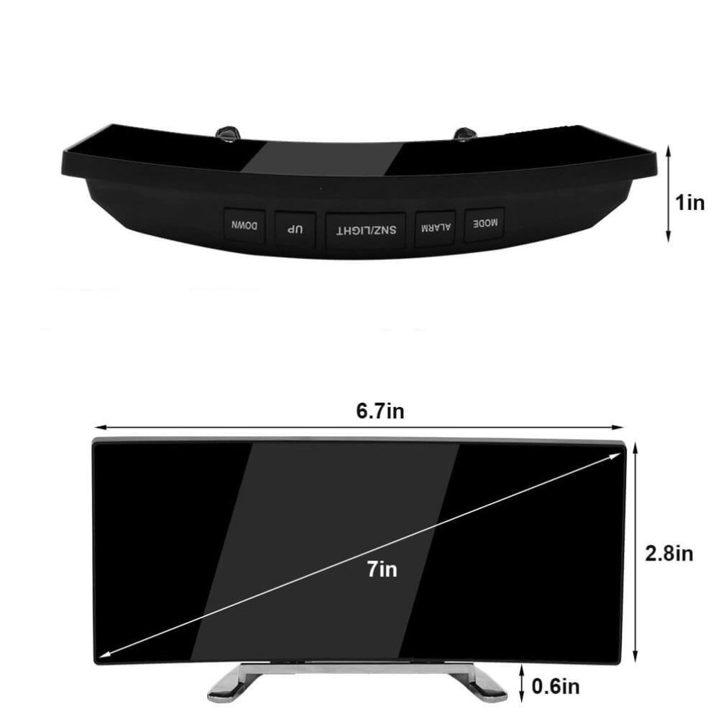 Curved LED Digital Alarm Clock | Adjustable Dimming | Qonforta