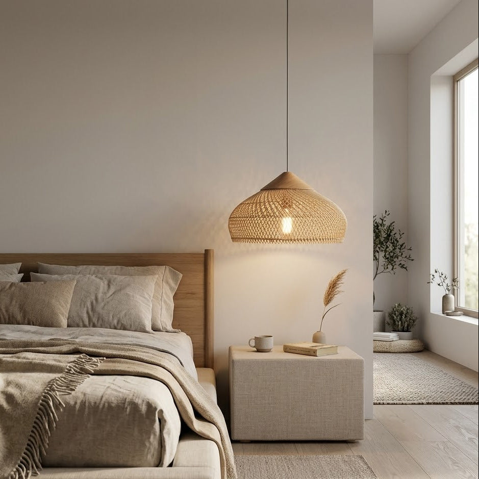 Handwoven Rattan Pendant Light | 3 Sizes 3 Colors | Qonforta