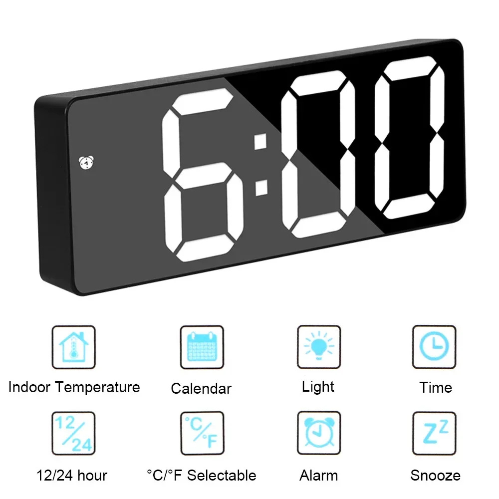 LED Digital Alarm Clock | Mirror Display | Qonforta