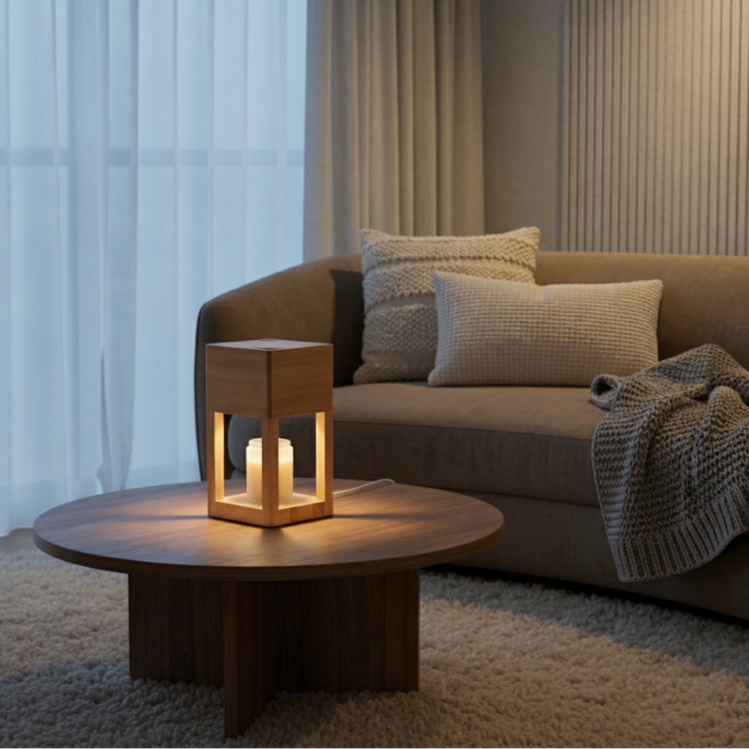Flameless wax warmer table lamp by Qonforta – product view 4