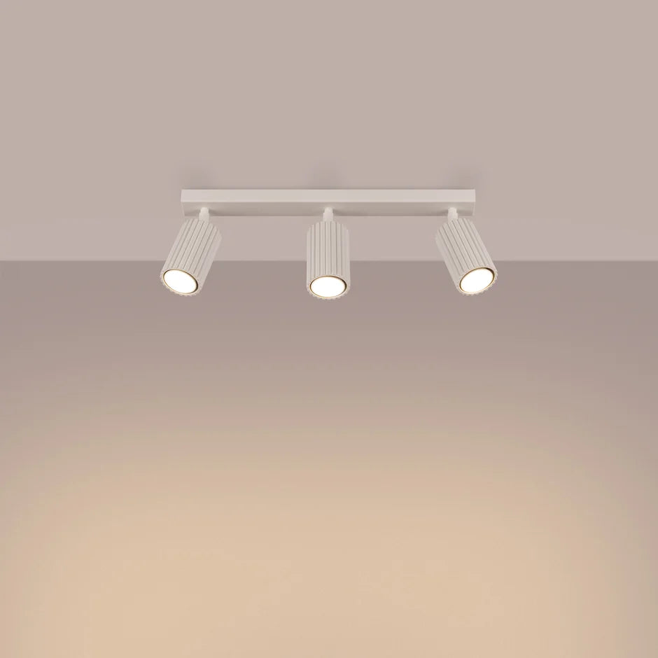 3-Spotlight Adjustable Ceiling Track Light | Beige Aluminum | Qonforta
