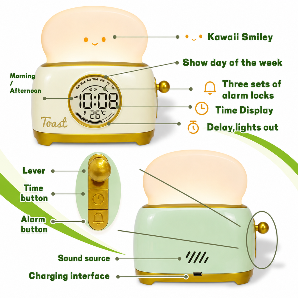 Kids Digital Alarm Clock | Night Light | Qonforta