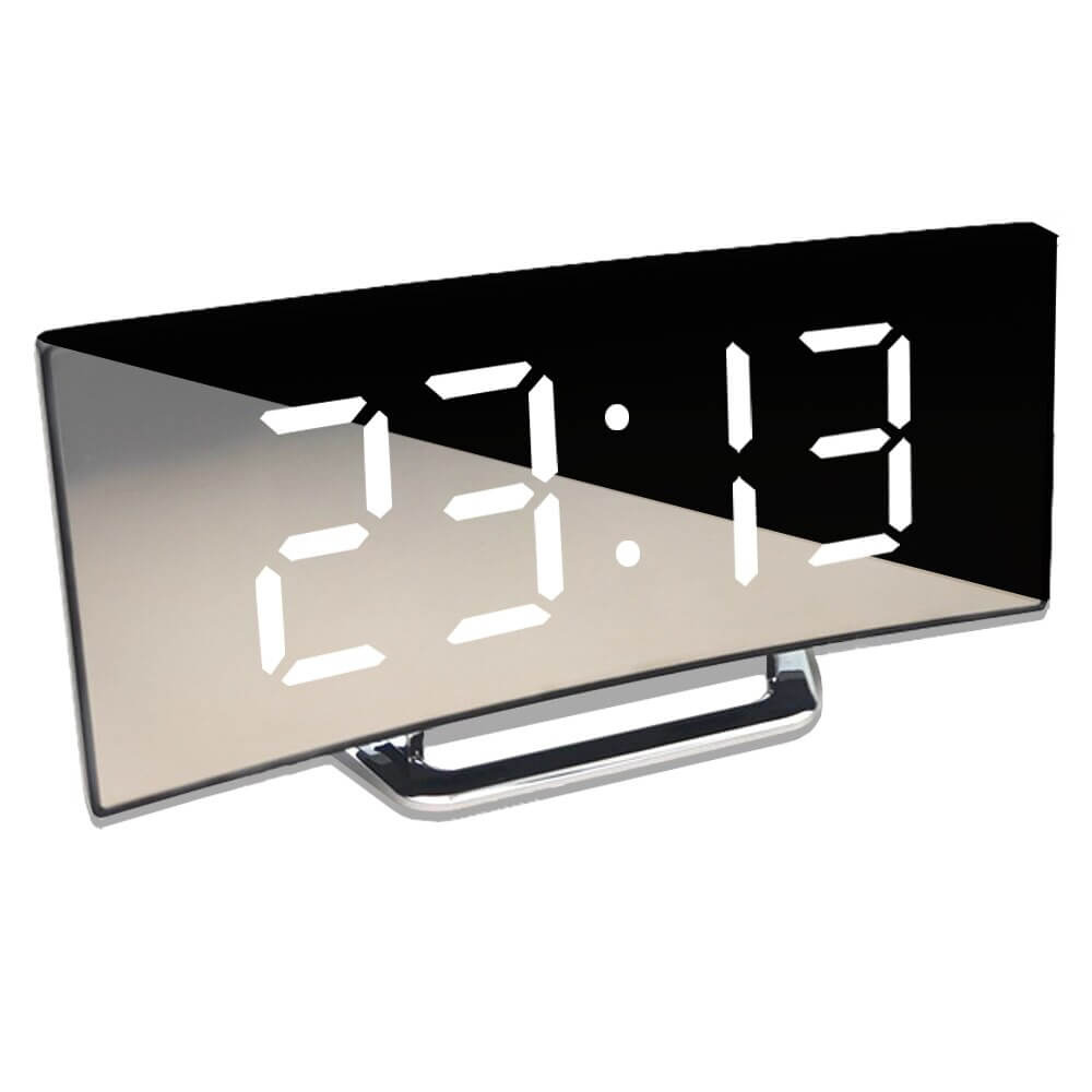 Curved LED Digital Alarm Clock | Adjustable Dimming | Qonforta