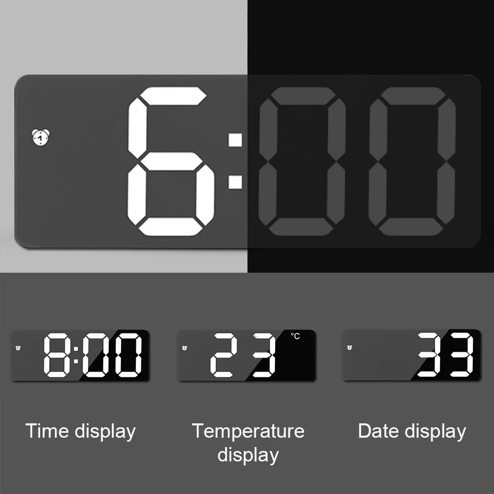 LED Digital Alarm Clock | Mirror Display | Qonforta