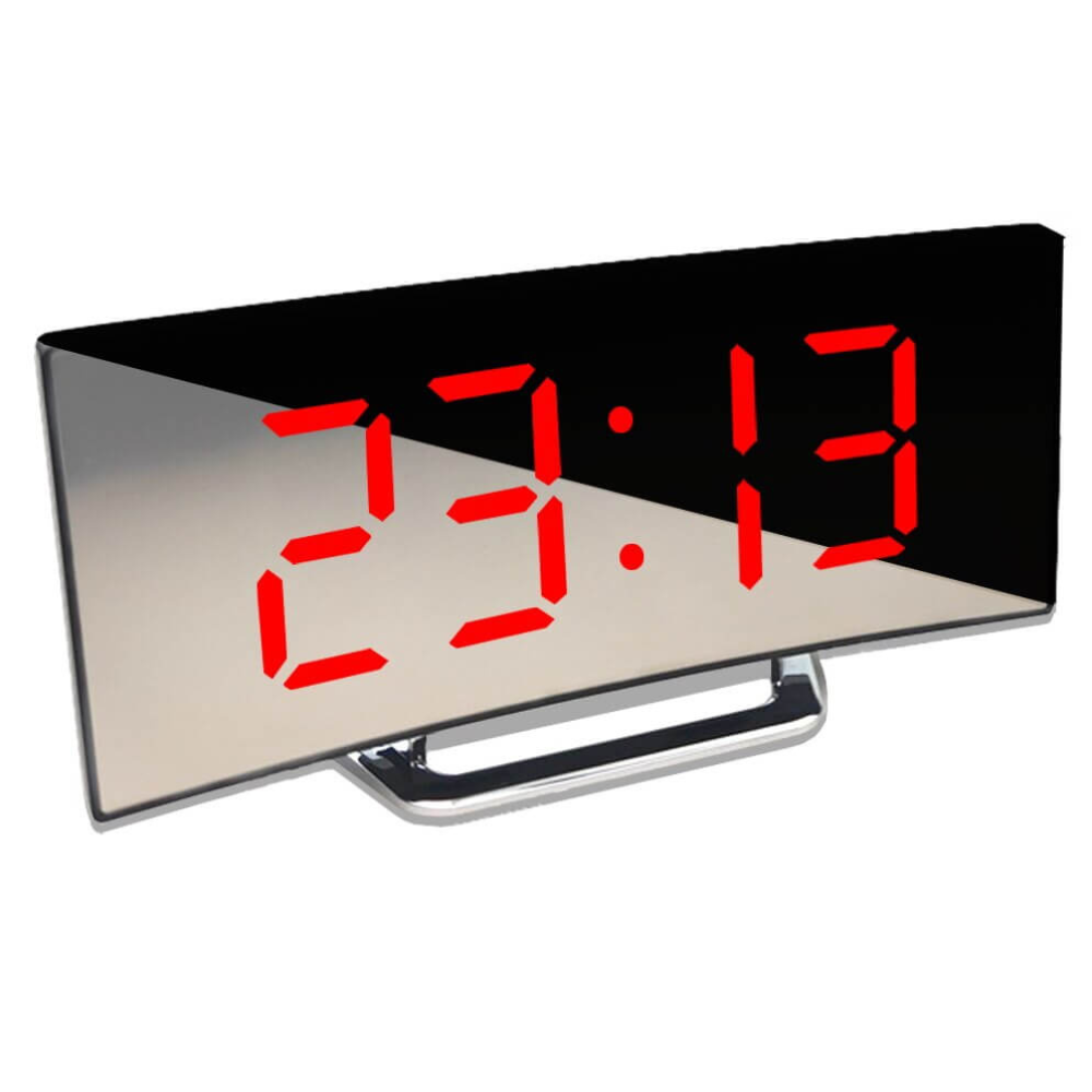 Curved LED Digital Alarm Clock | Adjustable Dimming | Qonforta