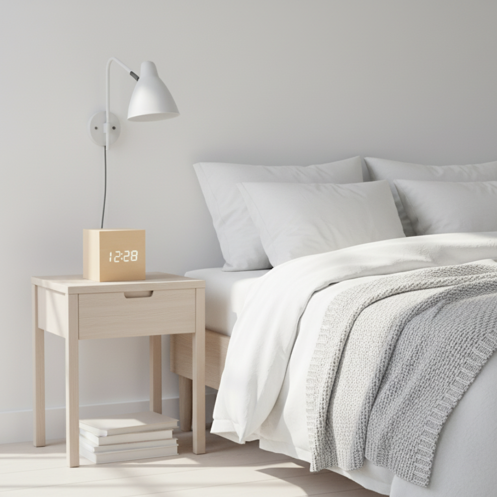 Wooden Sunrise Alarm Clock | Bamboo Finish | Qonforta