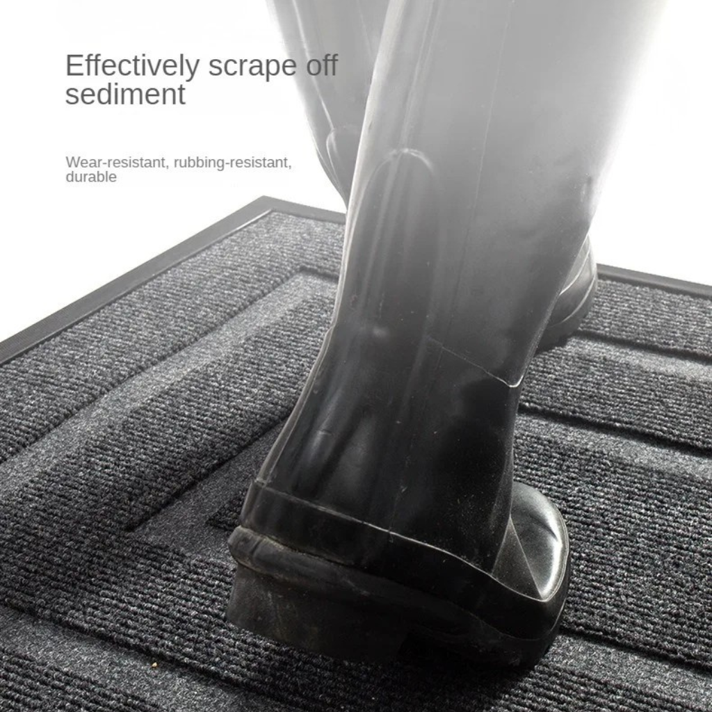 Curved Thread Outdoor Doormat | Non-Slip Rubber Backing | Qonforta