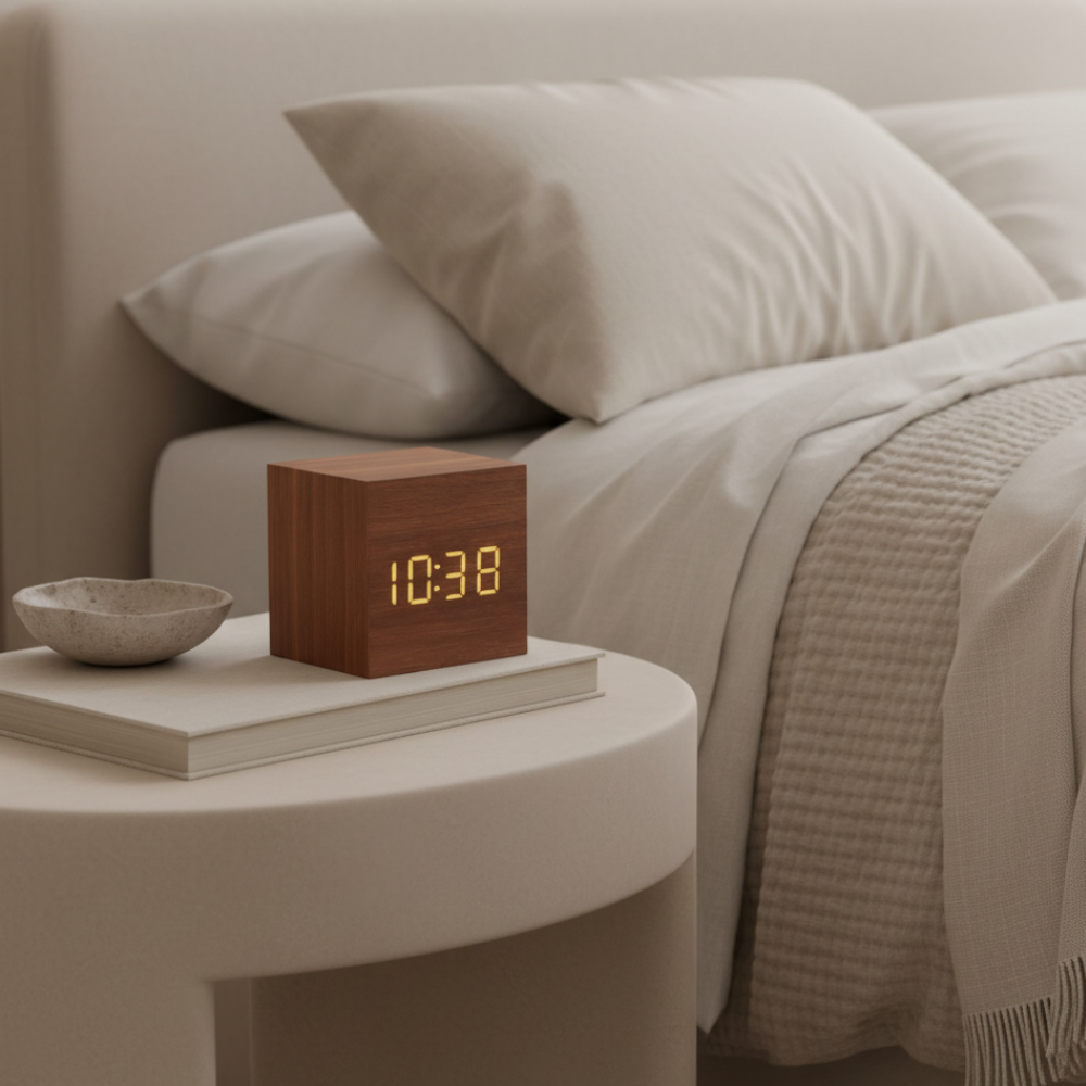 Wooden Sunrise Alarm Clock | Bamboo Finish | Qonforta
