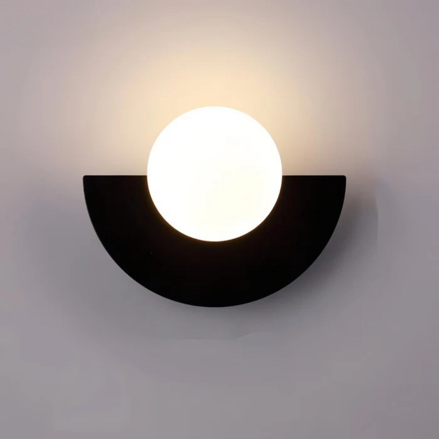 Lyca Half Moon Globe Wall Sconce in 6 Colors | Qonforta, Black