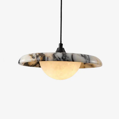 Marble Pendant Light Round Stone Disc LED | Qonforta