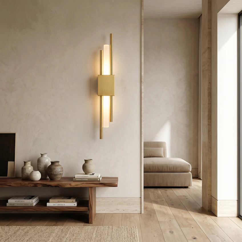 Modern Gold LED Wall Sconce | 3 Light Modes | Qonforta