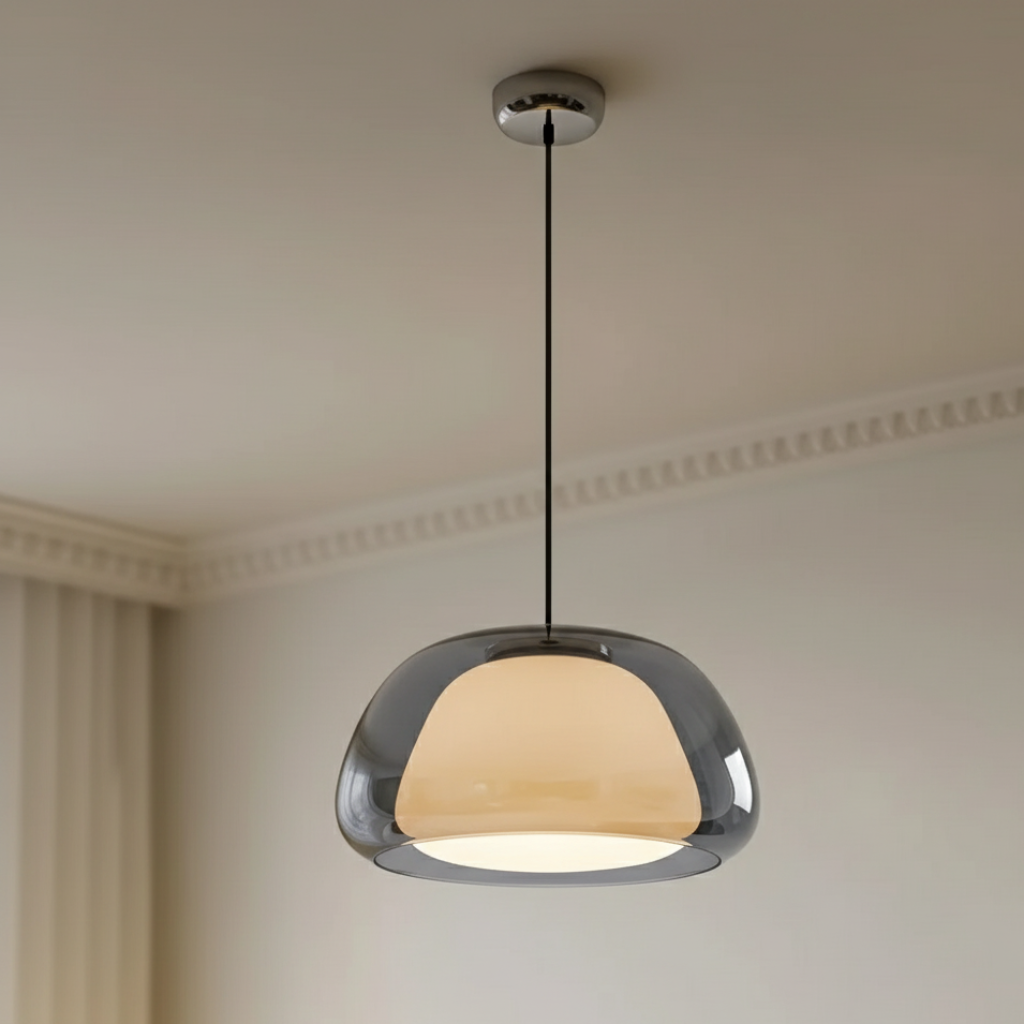 Modern Glass Dome Pendant Light | Adjustable Kitchen Island Pendant | Qonforta