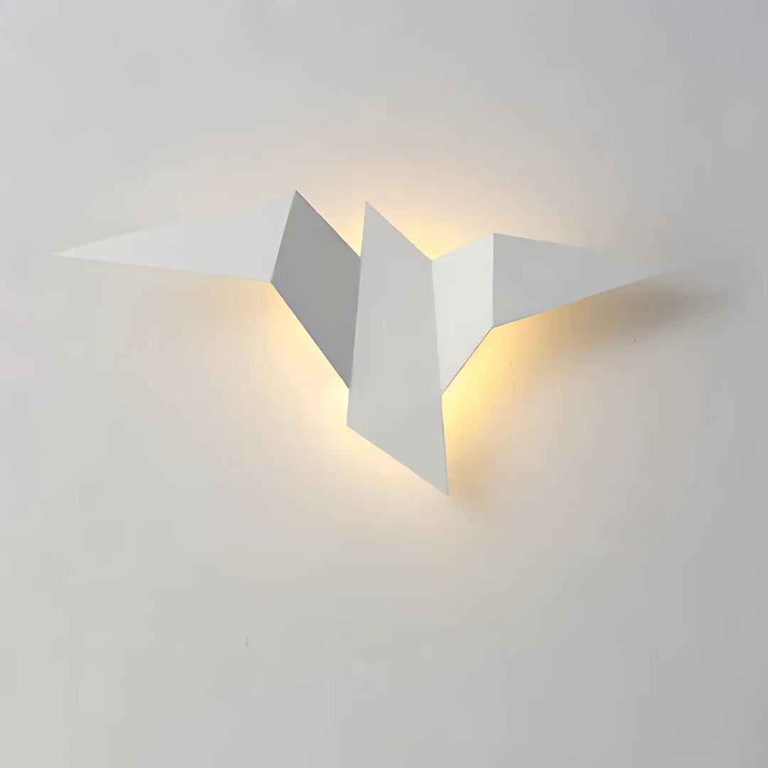 Origami bird LED wall light in white