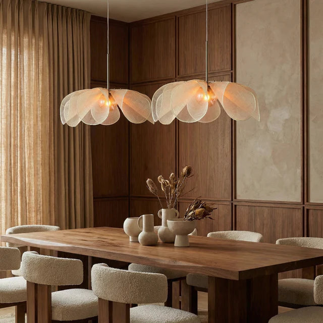 Fabric Pendant Light Boho Petal – 2 Sizes Warm White | Qonforta