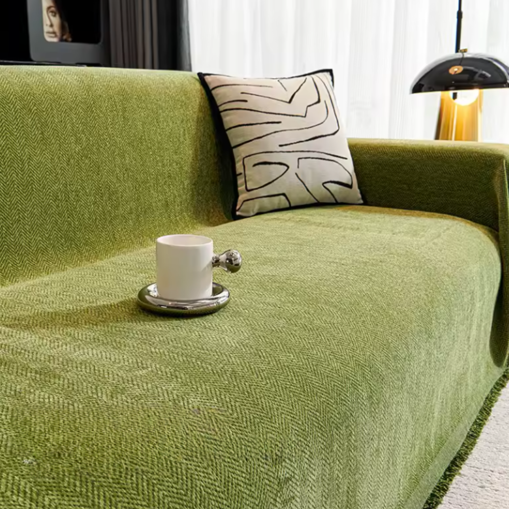 Chenille Couch Cover, Pet-Friendly Water-Resistant | Modern Minimalist | Qonforta