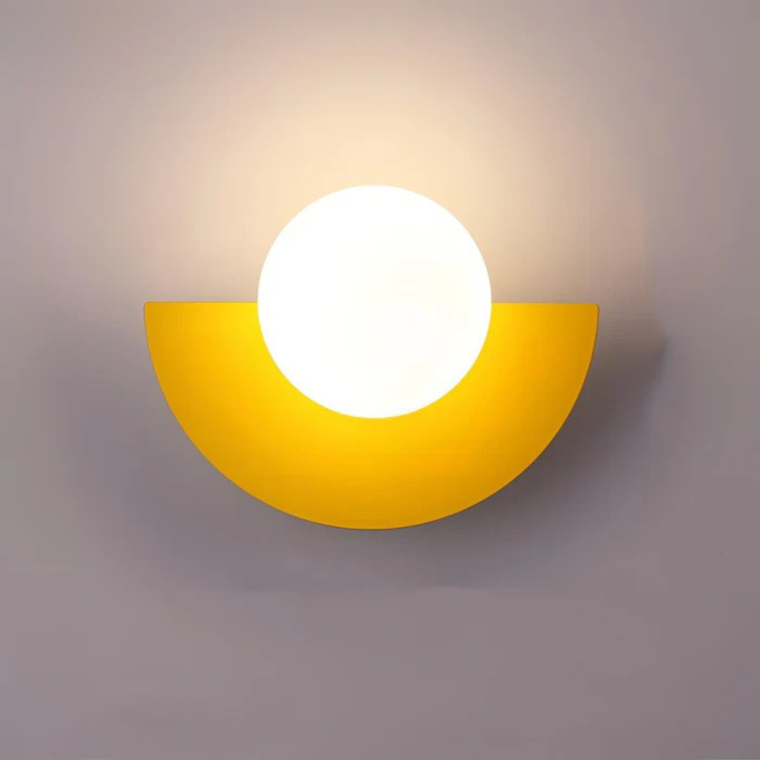 Lyca half moon globe wall sconce in yellow