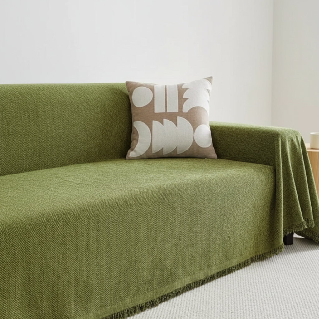 Chenille Couch Cover, Pet-Friendly Water-Resistant | Modern Minimalist | Qonforta