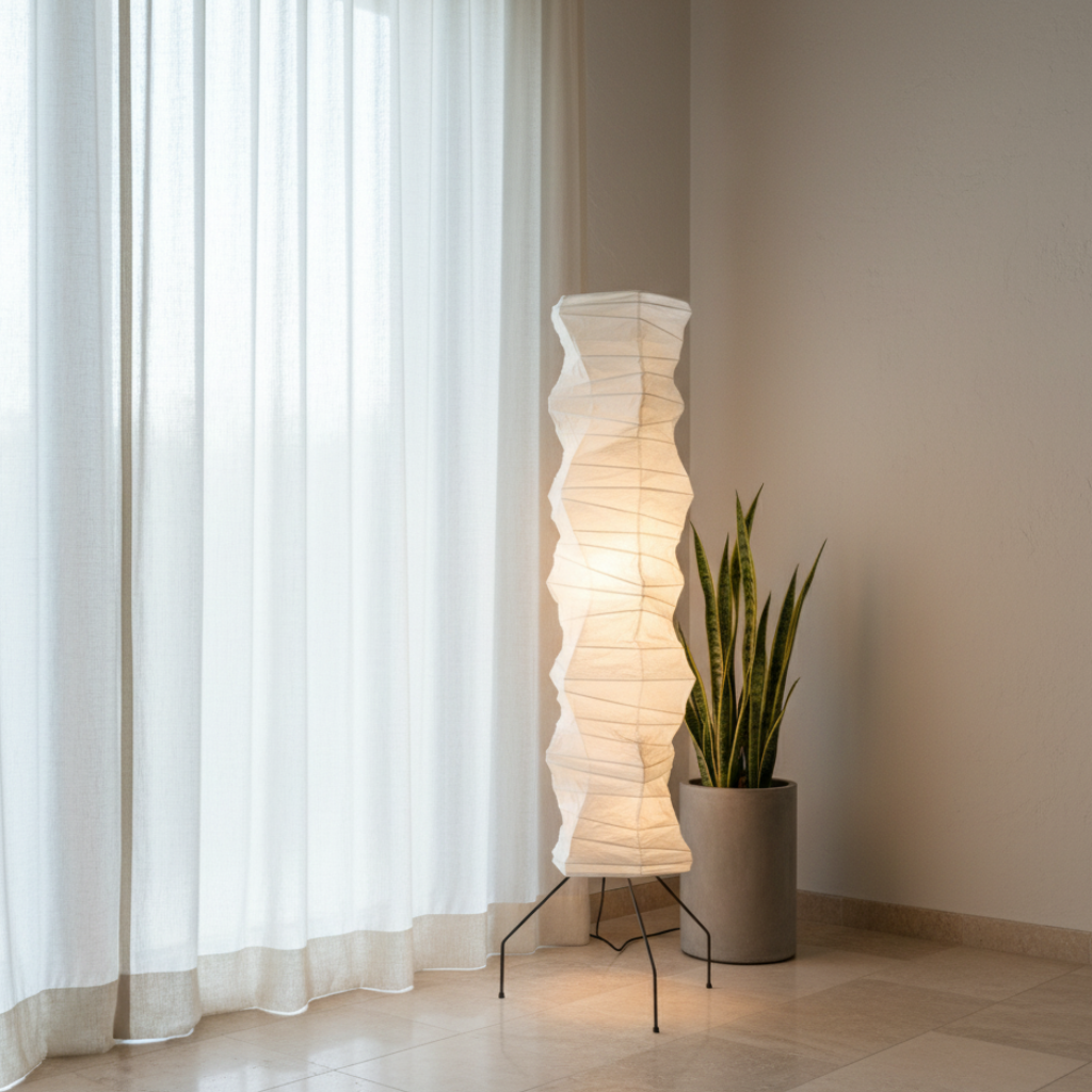 WabiSabi Rice Paper Floor Lamp Japandi Style | Qonforta