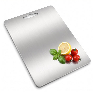 Stainless Steel Cutting Board with Handle, Non-Porous 304 Steel Board