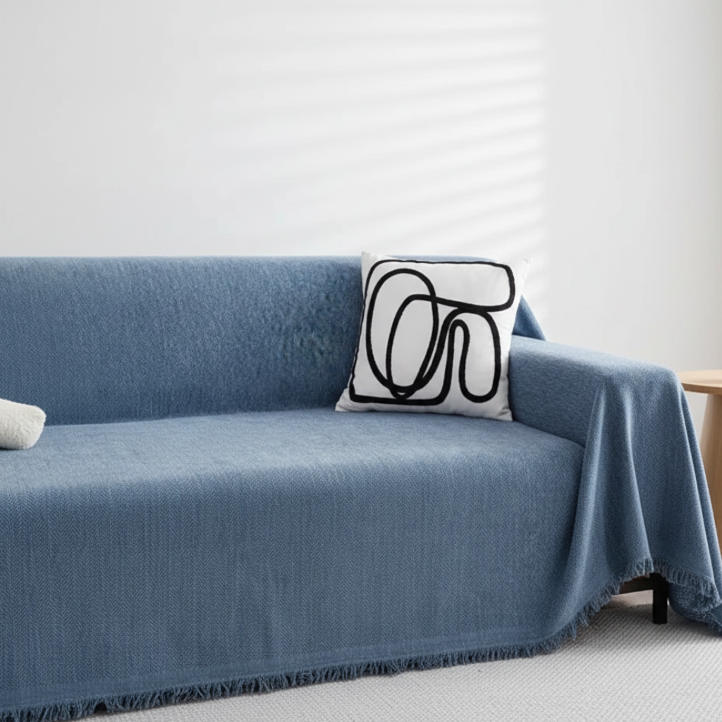 Chenille Couch Cover, Pet-Friendly Water-Resistant | Modern Minimalist | Qonforta