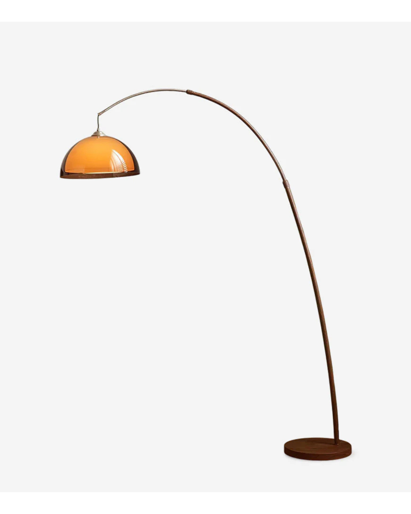 Ventoro Arc Floor Lamp | Mid-Century Walnut Finish | Qonforta