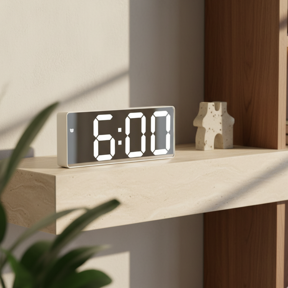 LED Digital Alarm Clock | Mirror Display | Qonforta