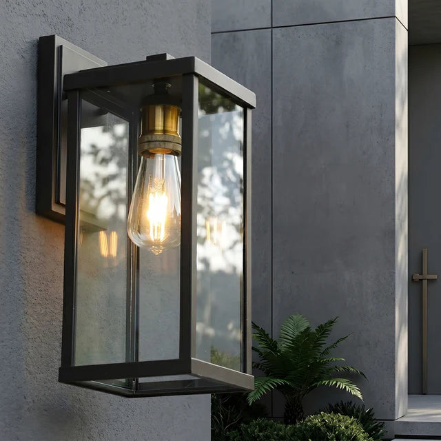 Outdoor Wall Sconce Black Glass Farmhouse – 2 Sizes IP65 | Qonforta